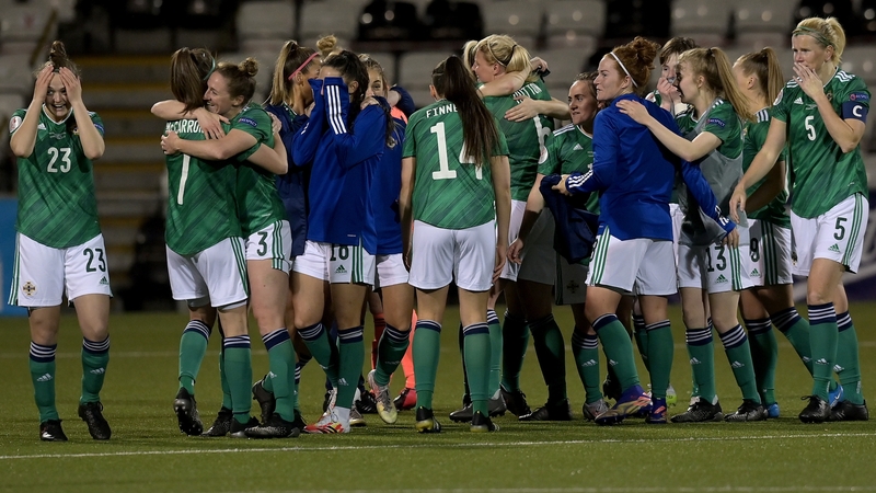 Northern Ireland players celebrate after creating history at Seaview