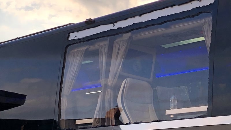 A view of the damaged window