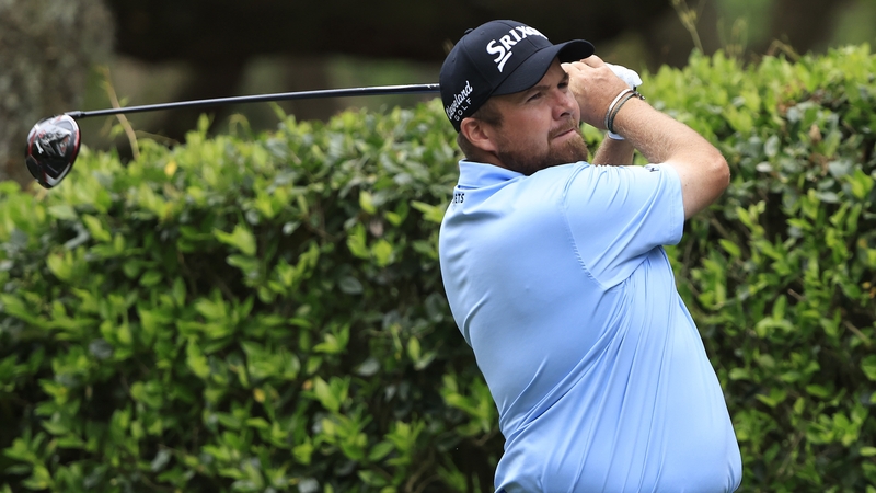 Shane Lowry playing his shot from the 16th tee during the second round