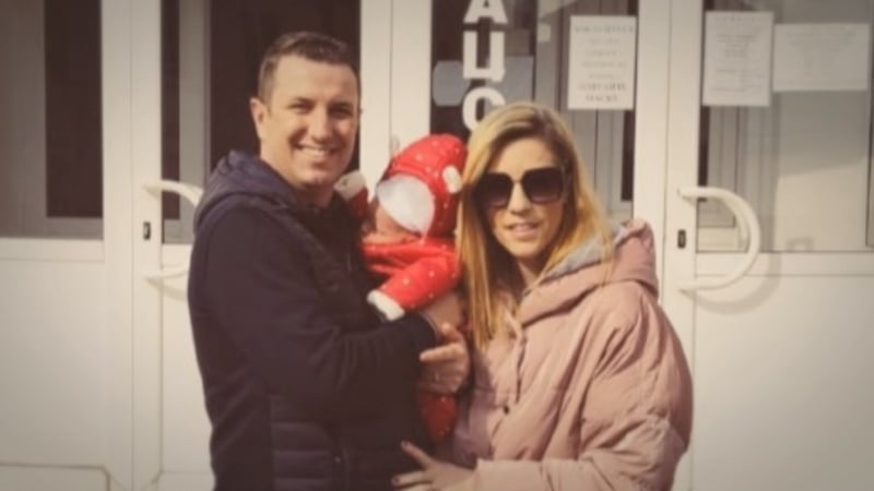 Mark Hedderman and Sinead Gallagher Hedderman travelled to Ukraine for the birth of their son, via a surrogate mother, 11 days ago