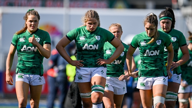 Ireland players Beibhinn Parsons, Dorothy Wall and Eimear Considine after the defeat to France