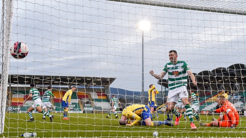 Aaron Greene celebrates after team-mate Sean Gannon scores the winner
