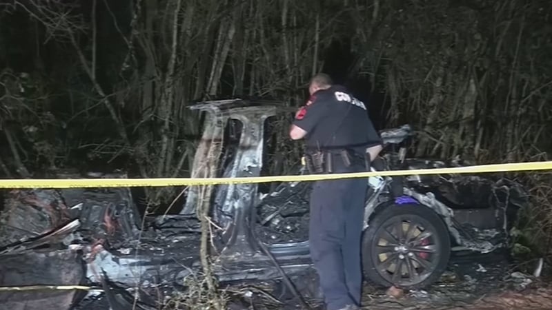 Two people were killed in the crash on Saturday night (Pics: Reuters Scott J Engle)