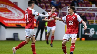Darragh Burns celebrates his opener for St Patrick's Athletic