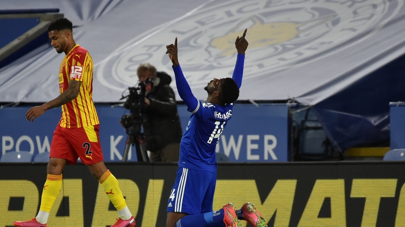 Kelechi Iheanacho celebrates his goal