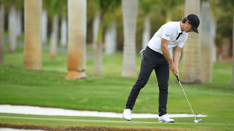 Thorbjorn Olesen putts on the seventh hole