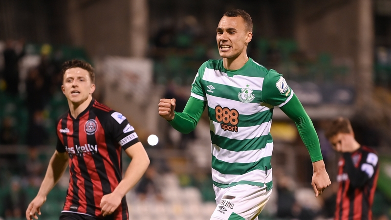 Graham Burke celebrates his spot kick going in