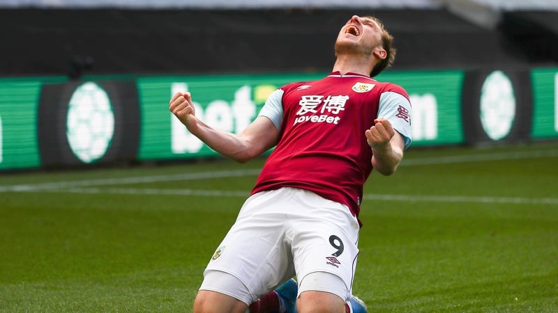 Chris Wood celebrates his third goal at Molineux