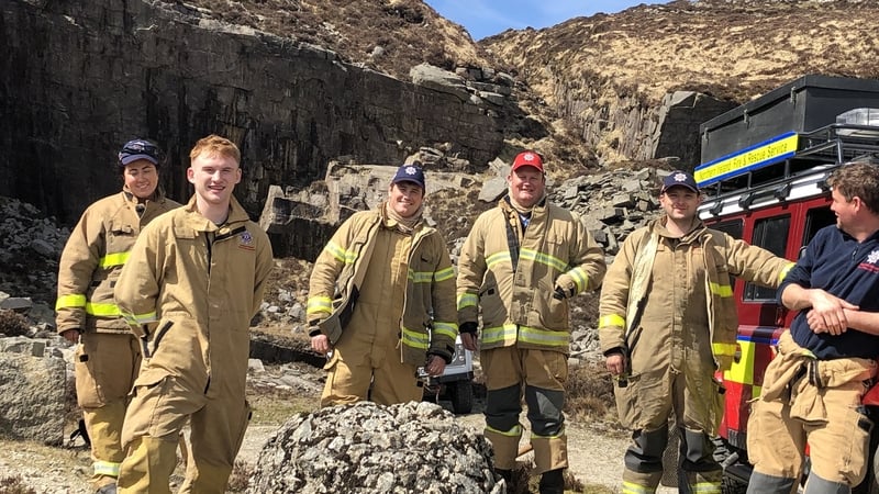 Firefighters on the Mourne mountains today