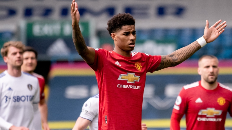 Marcus Rashford saw a free-kick saved by Leeds goalkeeper Illan Meslier