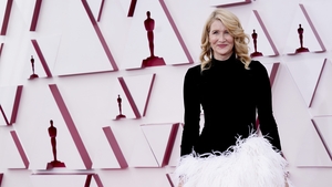 Laura Dern on the reduced red carpet at this year's Oscars