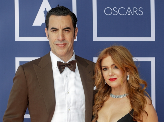 Sacha Baron Cohen and Isla Fisher joined the ceremony from Australia