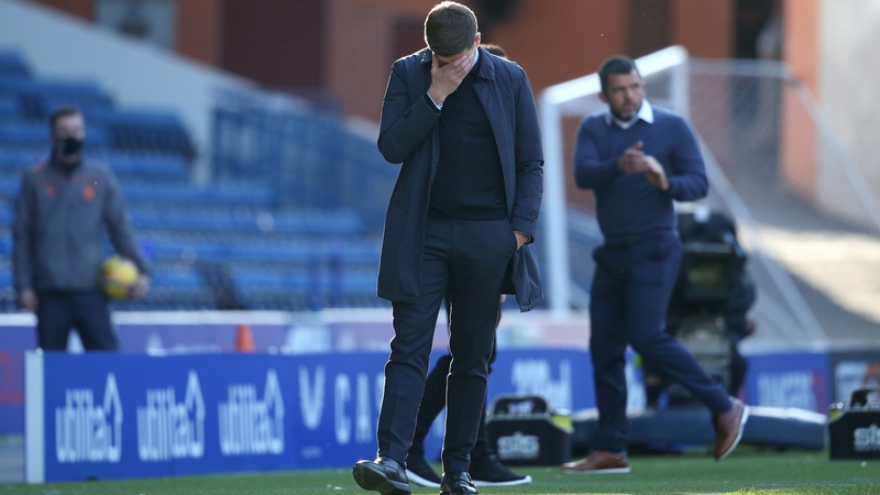Steven Gerrard cuts a dejected figure at Ibrox