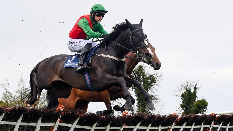 Echoes In Rain, with Patrick Mullins up, clears the last en route to winning the eCOMM Merchant Solutions Champion Novice Hurdle