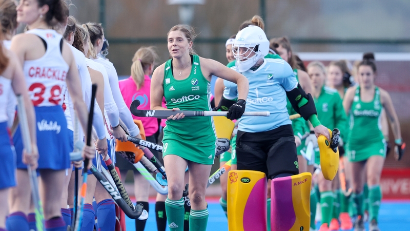 Katie Mullan leading the Irish team yesterday