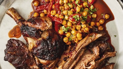 Slow-roasted shoulder of lamb recipe with harissa.