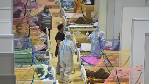 A temporary Covid care centre at the Commonwealth Games Village in New Delhi