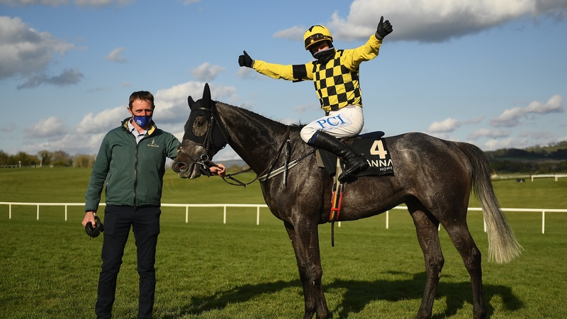 Jockey Paul Towend celebrates on Gaillard Du Mesnil