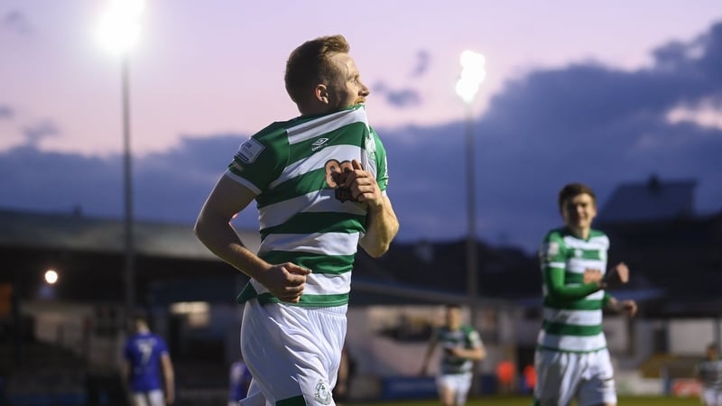 Sean Hoare celebrates after scoring his side's second goal