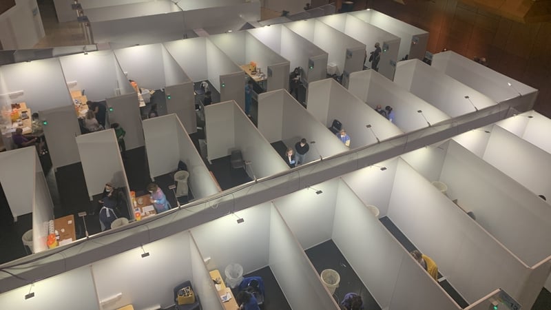 A vaccination centre at The Helix in Dublin