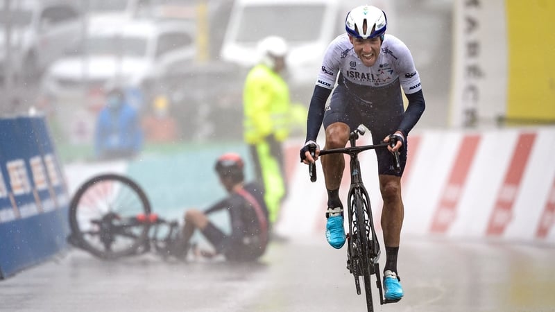 Michael Woods steals some valuable seconds on crash victim Geraint Thomas on stage four of the Tour de Romandie