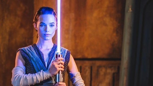Disney the lightsaber will extend, retract, and light up at the touch of a button