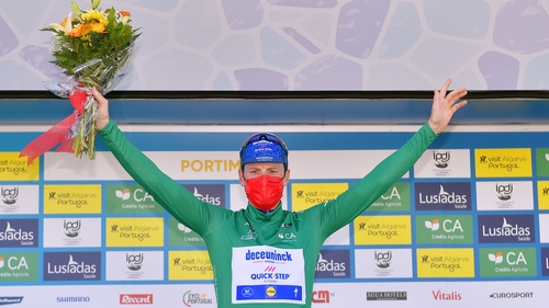 Sam Bennett celebrates his stage win