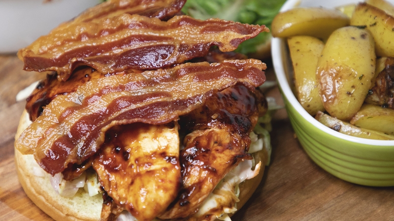 Wade Murphy's smoked maple glazed chicken burgers