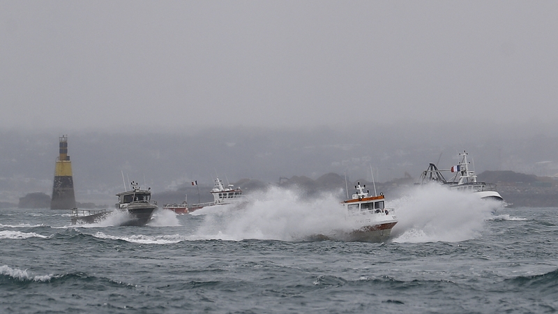 French fishing boats leave the Jersey waters following their protest in front of the port of Saint Helier