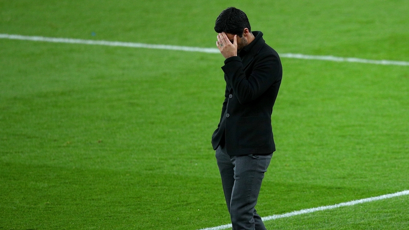Mikel Arteta casts a dejected figure at the Emirates