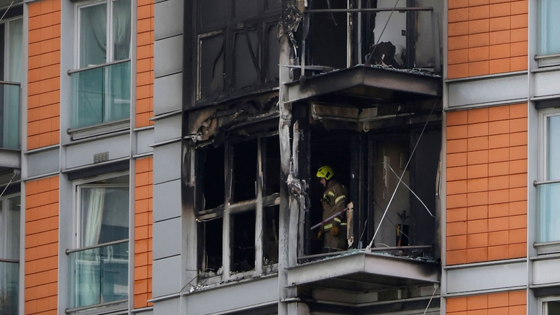 London Fire Brigade said The service said around 100 firefighters were working to put the fire out