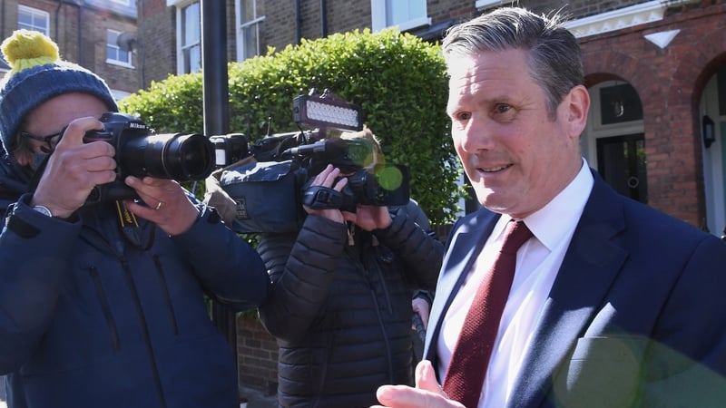 Keir Starmer speaking to the media after the Conservative Party scored an upset victory in the Labour stronghold