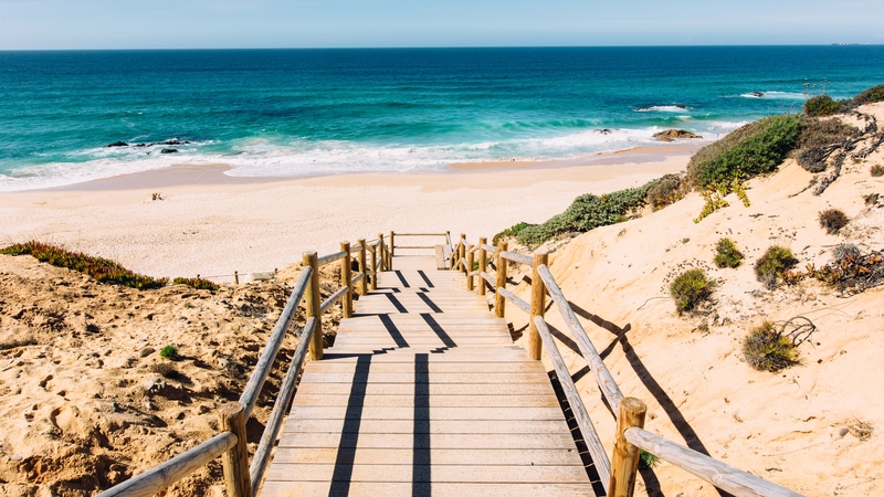 Malhao beach in Alentejo, Portugal - a country on England's new Green List (file image)