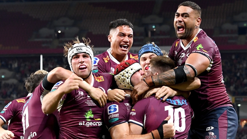 The Reds celebrate O'Connor's last-gasp try