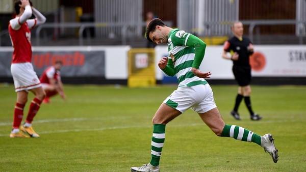 Danny Mandroiu flashes a broad smile after securing all three points with his late goal