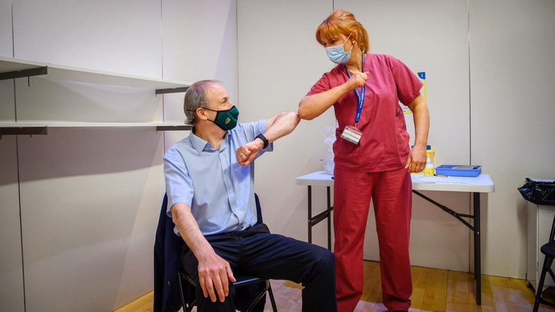 Taoiseach Micheál Martin after receiving the vaccine from nurse Brenda Dillon (Pic: Provision)