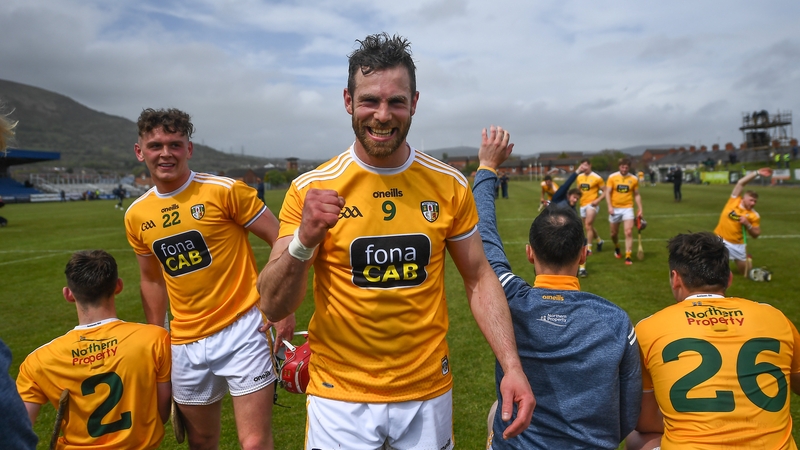 Neil McManus celebrates the win at Corrigan Park