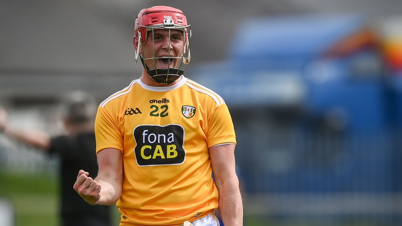 Eoin O'Neill celebrates Antrim's win