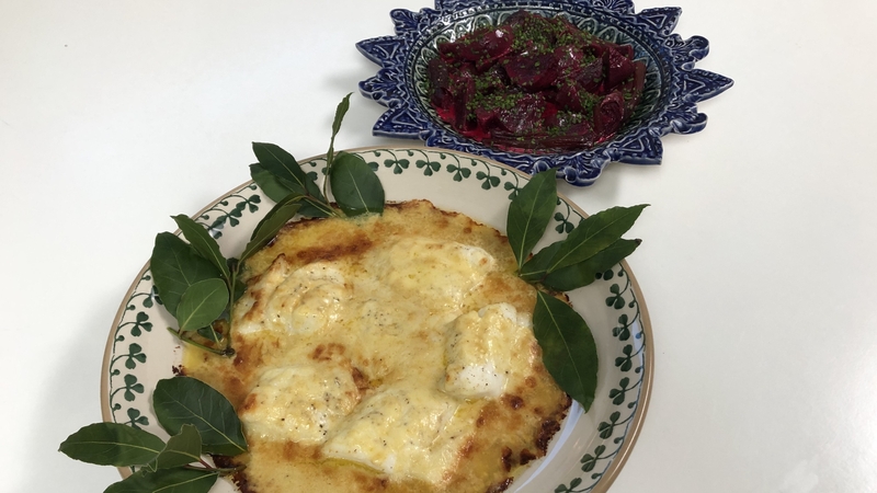 Rory's gratin of cod or haddock with cheddar cheese and mustard