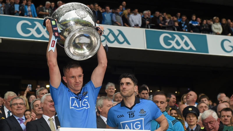 Philip Ryan lifting the Sam Maguire cup in 2015