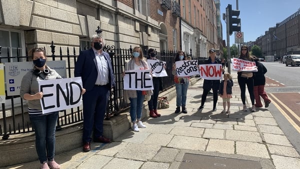 Protests are taking place in Dublin, Louth and Donegal this afternoon