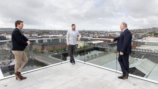Site leader with Tigera in Ireland Peter Kelly, his colleague and People Ops Manager TJ Leahy with Ray O'Connor, IDA Regional Manager for the South West Region