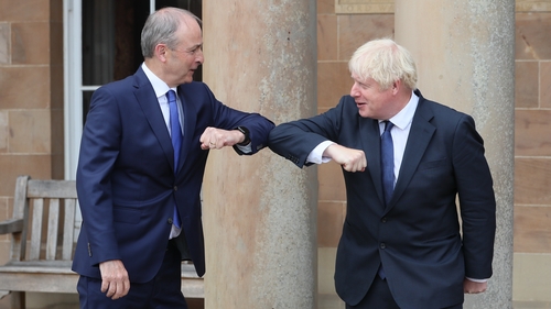 Taoiseach Micheál Martin and Boris Johnson at Hillsborough Castle in Belfast last August
