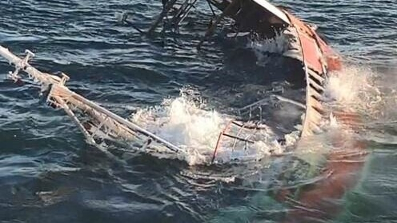 The vessel sank despite efforts to fight the fire (pic: Vessel Maersk Maker/ Irish Coast Guard)