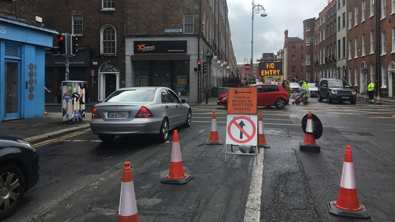 A new traffic system is being tested near Merrion Row in Dublin