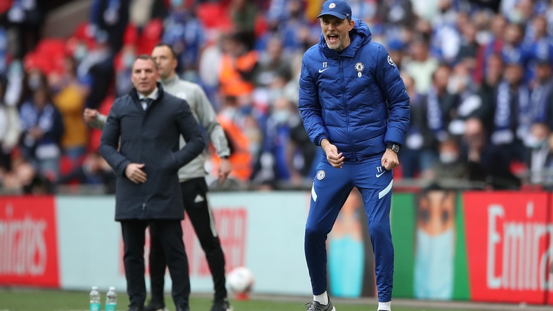 An animated Thomas Tuchel barks instructions at his troops during the Cup final