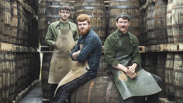 Apprentice coopers Corey Bracken (L) and Dylan Healion (C) with Tullamore Distillery's head cooper Enguerrand Vandenbossche (Pics: Hazel Coonagh)