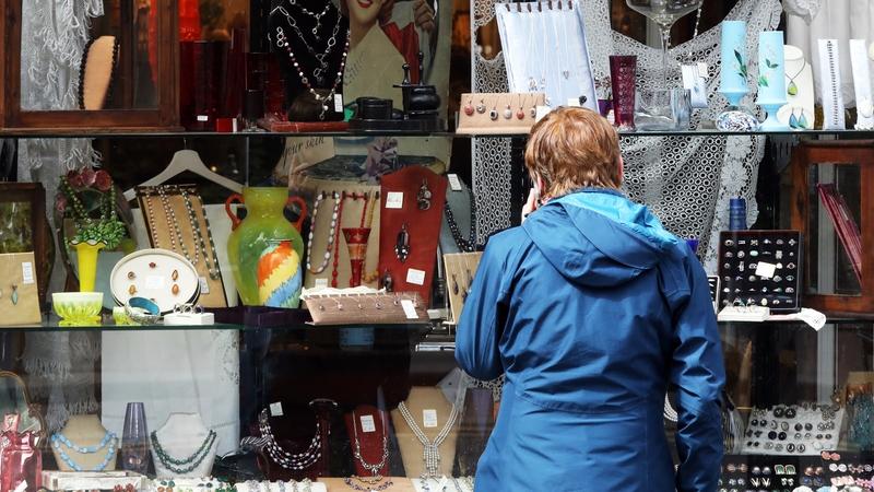 A shopper examines a window display in Dublin city centre today (pic: Rollingnews.ie)