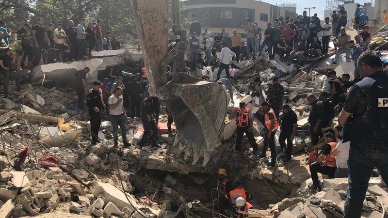 Damage in Gaza neighbourhood where Fady Hanona was living with his family