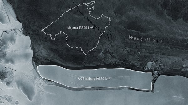 The iceberg is around 170km in length and 25km wide (European Space Agency image)